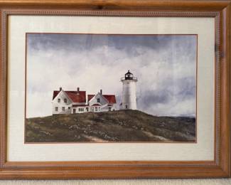 Nobska Lighthouse Watercolor Painting by Doug Brega