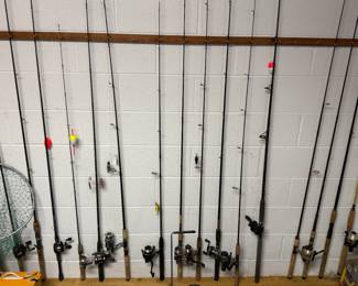 Assortment of Fishing Rods and Reels