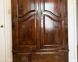 Vintage Ethan Allen Armoire with Carved Floral Detail