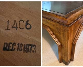 Vintage Wood Coffee Table with Inlaid Top second image