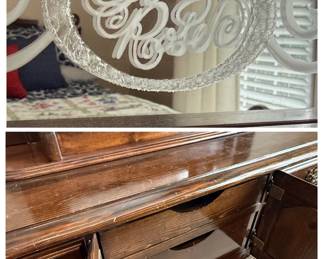 Vintage Thomasville Mahogany Dresser with TriFold Mirror and Carved Rose Detail second image