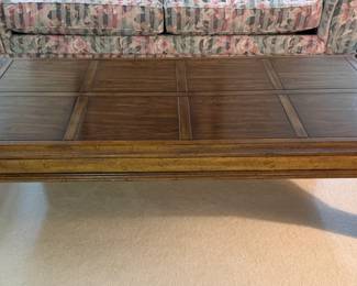 Vintage Wood Coffee Table with Inlaid Top