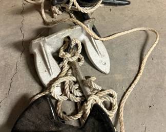 Lot of Boat Anchors with Rope and Float