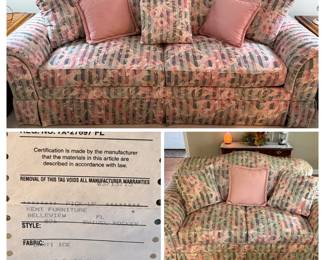 Kent Furniture Swivel Rocker Sofa with Floral and Striped Fabric