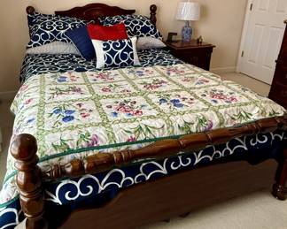 Vintage Turned Spindle Cherry Wood Full Size Bed