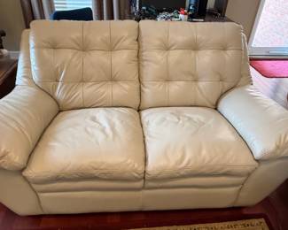Cream Leather Sofa and Loveseat Set by SUPERB CREATION LTD third image