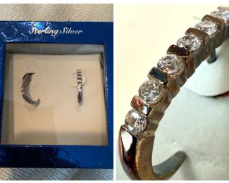 Sterling Silver Hoop Earrings with Cubic Zirconia