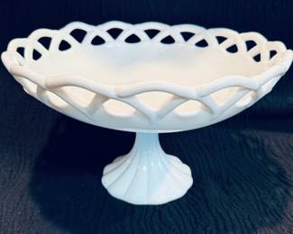 Pitman Dreitzer Colony Lace Milk Glass Pedestal Cake Stand