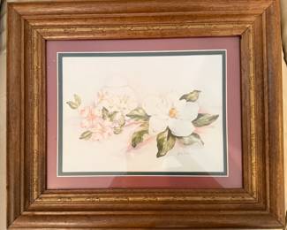 Ava Freeman Watercolor Painting of Magnolia and Cherry Blossoms