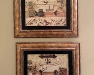 Set of Two Framed Vintage Bathroom Prints by C. Winkle Olson