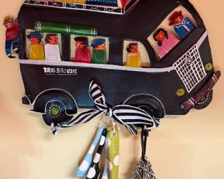 HandPainted TaxiBrousse Metal Wall Art with Hanging Spoons