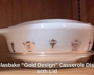 Glasbake Gold Design Casserole Dish with Lid