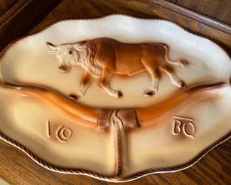 Lane Co. Van Nuys BBQ Bull and Horns Divided Serving Platter