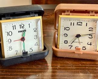Vintage Travel Alarm Clocks Equity and Westclox