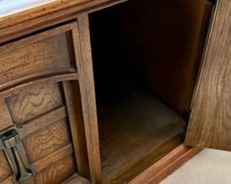 Vintage Oak Flip Top Server Cabinet second image