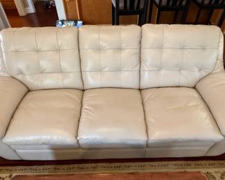 Cream Leather Sofa and Loveseat Set by SUPERB CREATION LTD