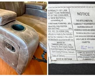 Brown Faux Leather Recliner with Cup Holders second image