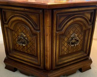 Vintage Hexagonal End Table with Faux Bamboo Accents by Drexel Heritage