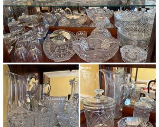 American Brilliant Cut Glass ABC Punch Bowl Set