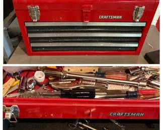 Craftsman . Drawer Red Metal Toolbox with Assorted Tools
