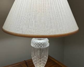 Waterford Crystal and Brass Table Lamp with Pleated Shade