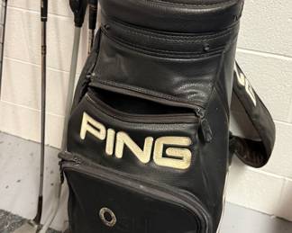 PING Golf Bag and Assorted Golf Clubs