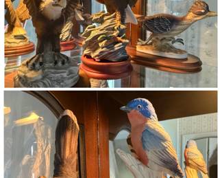 Porcelain Bird Figurines Collection Eagles, Roadrunner, Bluebird