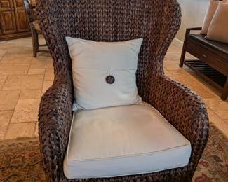 Pottery Barn seagrass wingback chair