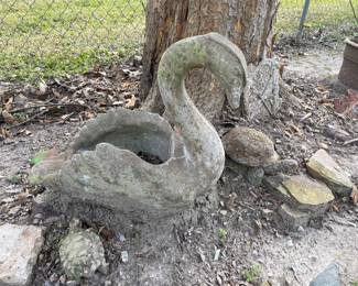 Cement Swan and Turtles