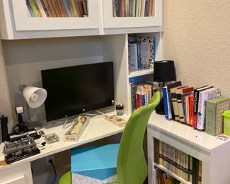 Books, TV, office, chair, and miscellaneous