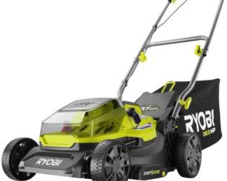 Ryobi Lawn Mower with Charger and Battery, works.   (This is a photo of a similar one for attention.)