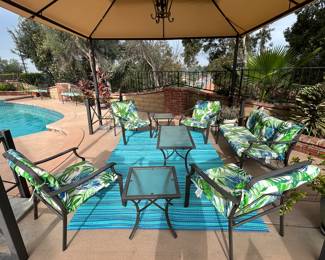 Garden lovers dream . Plants, pots,  patio furniture and yard art. 