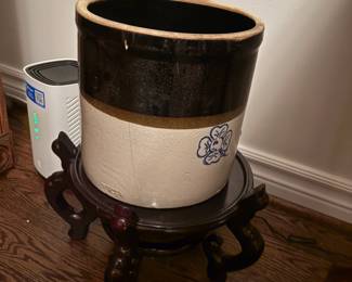 . . . stoneware shamrock crock on stand