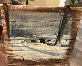 Original Artwork on 1700's Barn Door