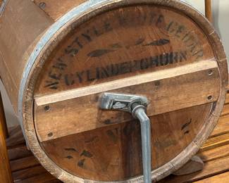 Antique Wood Churn Barrel w/ Hand Crank