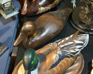 Vintage Hand Carved Wooden Ducks