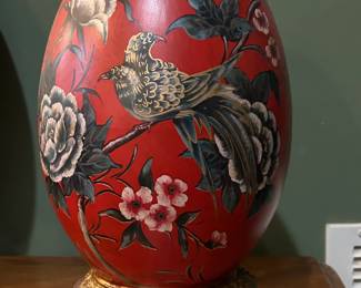 Large Hand Painted Vintage Decorative Egg
