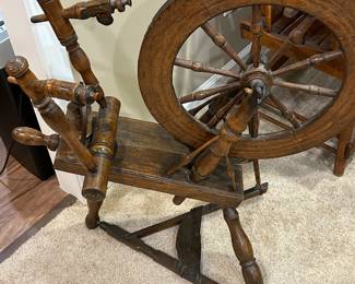 Antique Wood Spinning Wheel - 1 of 2 Available