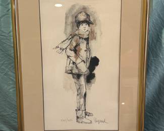 Richard Shepard Pencil Signed Lithograph "Boy in the Hat"