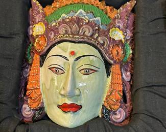 Hand Painted Vintage Balinese Wooden Mask