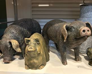 Assorted Decorative Pig Sculptures