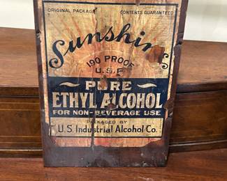 "Sunshine" Pure Ethyl Alcohol Wood Sign