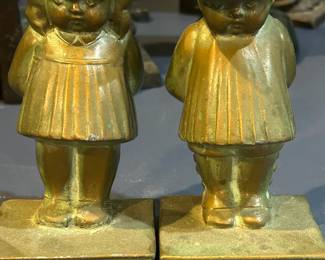 Vintage Bronze Boy and Girl "I'm Sorry" Bookends