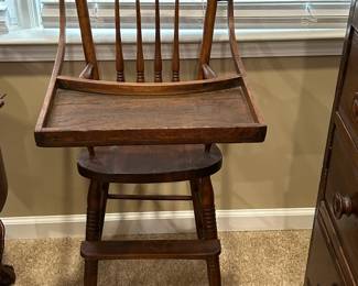Antique American Victorian Oak High Chair