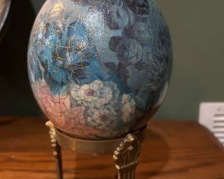 Decorative Collectible Egg on Brass Stand