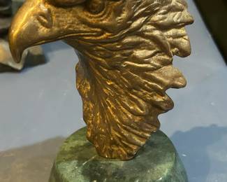 Brass Bald Eagle on Marble Base