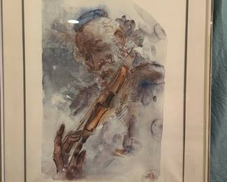 Signed and Numbered Limited Edition Lithograph of "The Fiddler II" by Chaim Gross