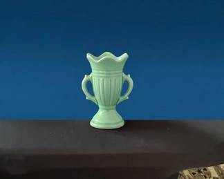 Vintage McCoy Aqua Double Handle Vase