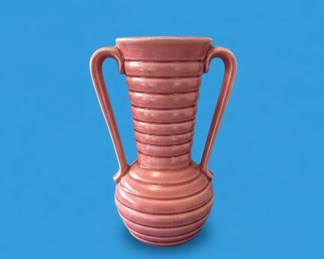 Vintage Shawnee Pottery Beehive Ribbed Double Handled Vase