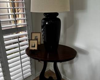 Large Black Glazed Ceramic Urn Table Lamp